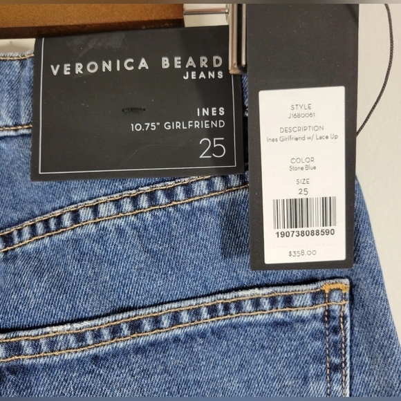 𝅺veronica Beard High Rise Ines Girlfriend Lace Up Jeans Size 25 NWT - Picture 6 of 15